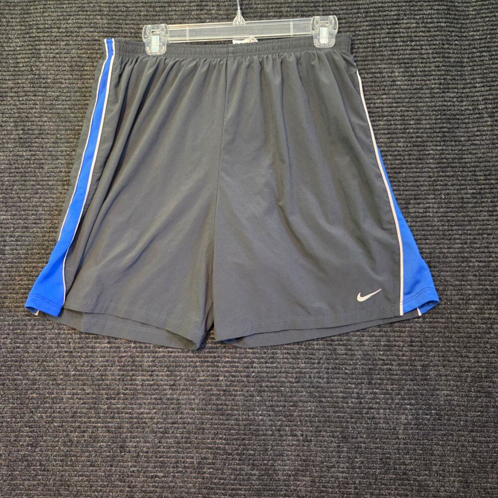 Nike Dri-FIT Men's L Gray Blue Athletic Running Gym Shorts Zip Pocket